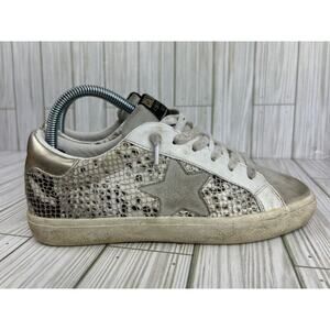 Vintage Havana Kate White Snakeskin Metallic Gold Star Shoes Sneakers Size 8